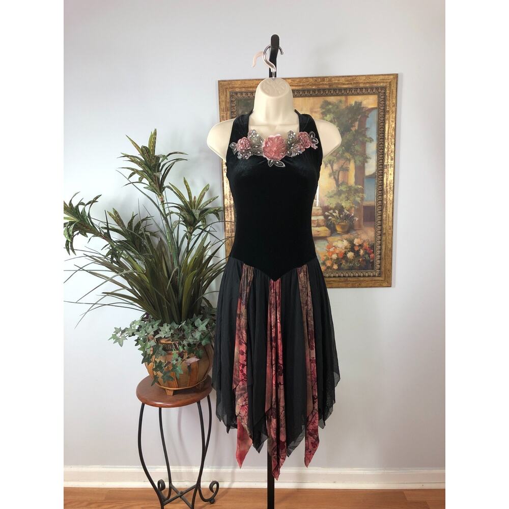 Costume Gallery Halter Dress Women's Small Black Mesh Romantic Whimsigoth